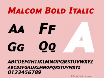 Malcom Bold Italic 001.000 Font Sample