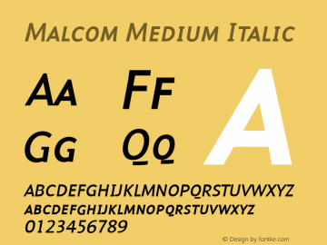 Malcom Medium Italic 001.000 Font Sample