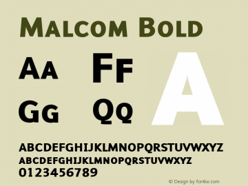 Malcom Bold Version 001.000 Font Sample