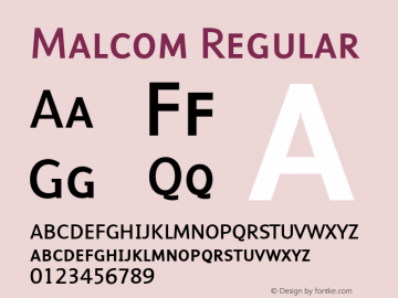Malcom Regular Version 001.000 Font Sample