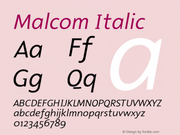 Malcom Italic Version 001.000 Font Sample