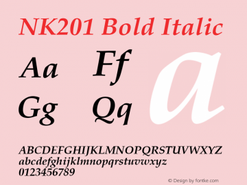NK201 Bold Italic OTF 1.000;PS 001.001;Core 1.0.29 Font Sample