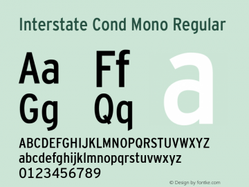 Interstate Cond Mono Regular Version 001.000 Font Sample