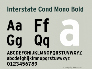 Interstate Cond Mono Bold Version 001.000 Font Sample