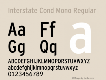 Interstate Cond Mono Regular 001.000 Font Sample