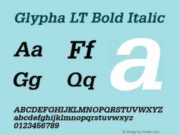 Glypha LT 65 BoldOblique Version 6.1; 2002图片样张