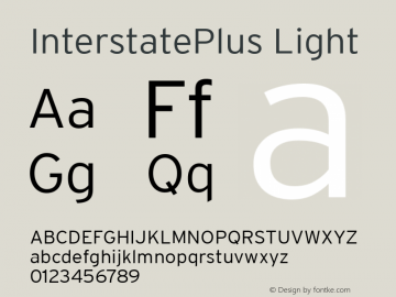 InterstatePlus Light Version 001.000 Font Sample