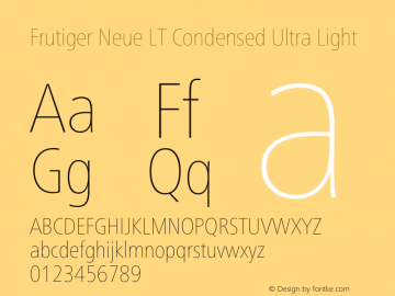 Frutiger Neue LT Condensed Ultra Light 001.000图片样张