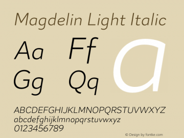 Magdelin-LightItalic Version 1.000 | wf-rip DC20190820图片样张