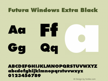 Futura Windows Extra Black Version 1.00;February 25, 2020;FontCreator 12.0.0.2554 64-bit图片样张