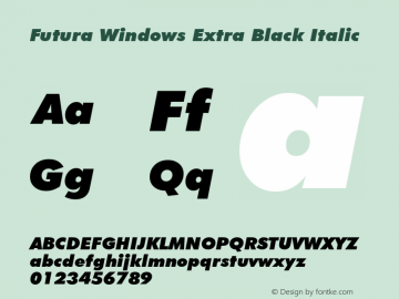 Futura Windows Extra Black Italic Version 1.00;March 18, 2020;FontCreator 12.0.0.2566 64-bit图片样张