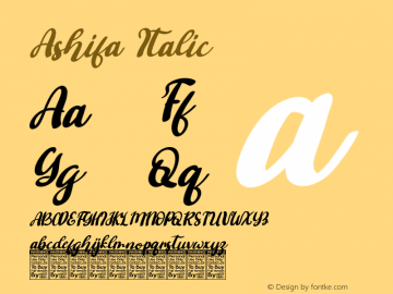 Ashifa Italic Version 1.00;November 7, 2020;FontCreator 13.0.0.2683 64-bit图片样张