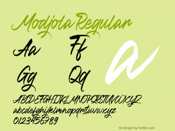 Modjola Version 1.00;January 4, 2021;FontCreator 11.5.0.2430 32-bit图片样张