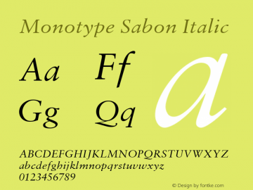 Monotype Sabon Italic Version 1.00图片样张