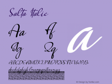 Salta Italic Version 1.00;November 7, 2020;FontCreator 13.0.0.2683 64-bit图片样张