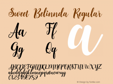 Sweet Belinnda Version 1.00;August 12, 2020;FontCreator 12.0.0.2563 64-bit图片样张