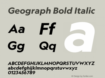 Geograph Bold Italic Version 1.001;May 5, 2018;FontCreator 11.0.0.2408 32-bit图片样张