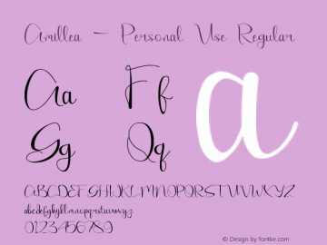 Amillea - Personal Use Version 1.00;April 3, 2021;FontCreator 12.0.0.2555 64-bit图片样张