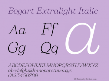 Bogart Extralight Italic Version 1.000图片样张