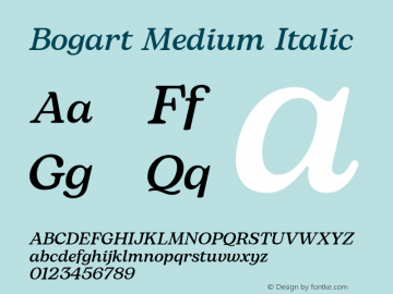 Bogart Medium Italic Version 1.000图片样张