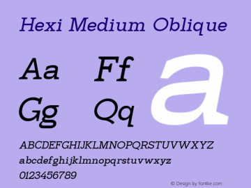 Hexi-MediumOblique Version 1.028;Fontself Maker 3.5.4图片样张