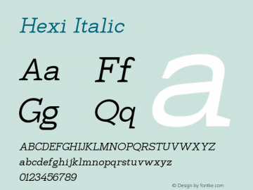 Hexi-Oblique Version 1.028;Fontself Maker 3.5.4图片样张