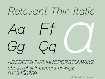 Relevant Thin Italic Version 3.006图片样张