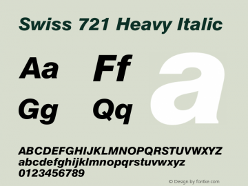 Swiss 721 Heavy Italic mfgpctt-v1.52 Monday, January 25, 1993 4:22:37 pm (EST)图片样张