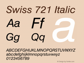 Swiss 721 Italic mfgpctt-v1.50 Thursday, December 24, 1992 10:36:11 am (EST)图片样张