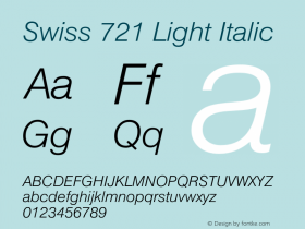 Swiss 721 Light Italic mfgpctt-v1.52 Monday, January 25, 1993 11:38:31 am (EST)图片样张
