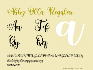 Abby Olla Version 1.00;August 3, 2021;FontCreator 13.0.0.2683 64-bit图片样张