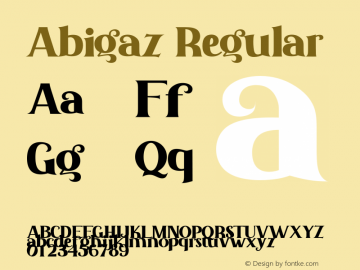 Abigaz Version 1.00;September 24, 2021;FontCreator 13.0.0.2683 64-bit图片样张