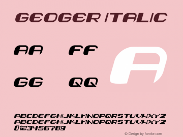 geoger Italic Version 1.00;October 24, 2021;FontCreator 13.0.0.2683 32-bit图片样张