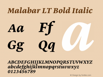 Malabar LT Bold Italic Version 1.01图片样张