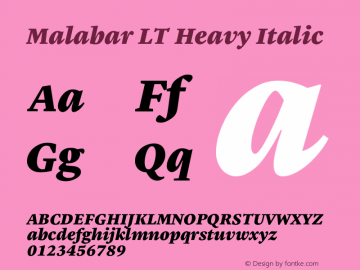 Malabar LT Heavy Italic Version 1.01图片样张