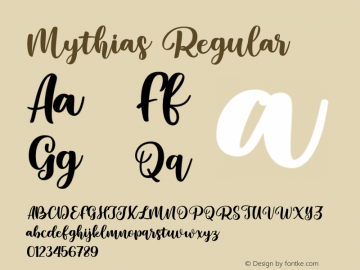 Mythias Version 1.00;August 2, 2021;FontCreator 13.0.0.2683 64-bit图片样张