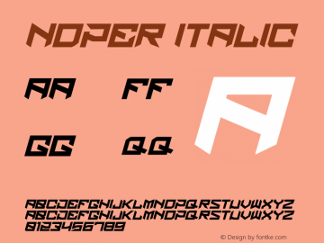 noper Italic Version 1.00;October 9, 2021;FontCreator 13.0.0.2683 32-bit图片样张