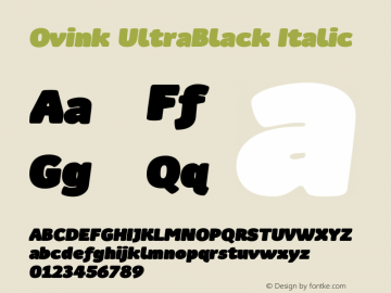 Ovink UltraBlack Italic Version 1.00图片样张