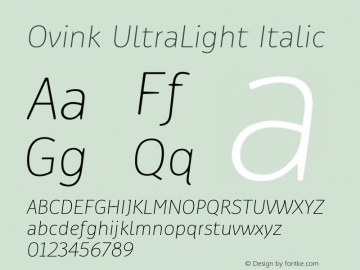 Ovink UltraLight Italic Version 1.00图片样张