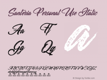 Santeria Personal Use Italic Version 1.000图片样张