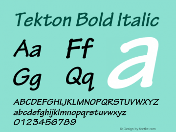 Tekton Bold Oblique Version 2.073图片样张