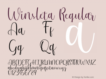 Winsleta Version 1.00;November 1, 2021;FontCreator 12.0.0.2545 64-bit图片样张