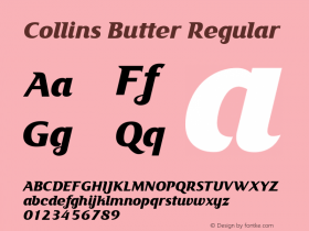 Collins Butter Version 1.001;December 1, 2020;FontCreator 12.0.0.2567 64-bit图片样张