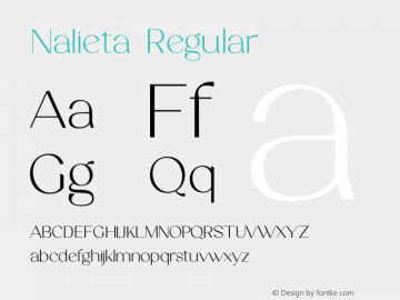 Nalieta Version 1.00;November 21, 2021;FontCreator 13.0.0.2683 64-bit图片样张
