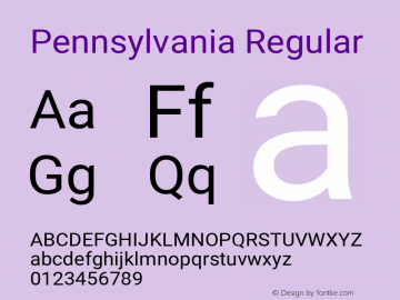 Pennsylvania Version 1.00;December 8, 2021;FontCreator 13.0.0.2683 64-bit图片样张