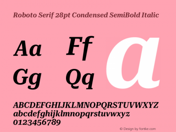 Roboto Serif 28pt Condensed SemiBold Italic Version 1.004图片样张