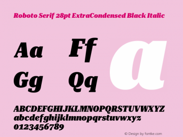 Roboto Serif 28pt ExtraCondensed Black Italic Version 1.004图片样张