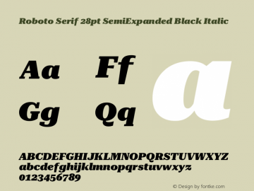 Roboto Serif 28pt SemiExpanded Black Italic Version 1.004图片样张