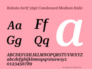Roboto Serif 36pt Condensed Medium Italic Version 1.004图片样张
