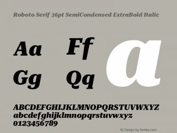 Roboto Serif 36pt SemiCondensed ExtraBold Italic Version 1.004图片样张